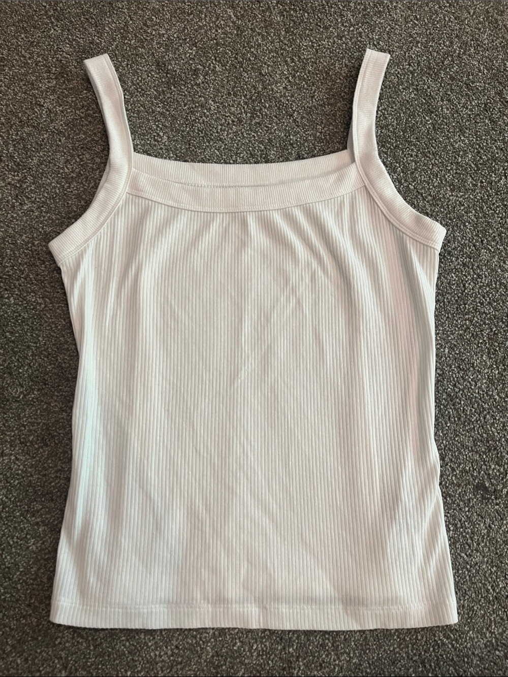 American Eagle Outfitters White Ribbed Square-Neck Tank Top